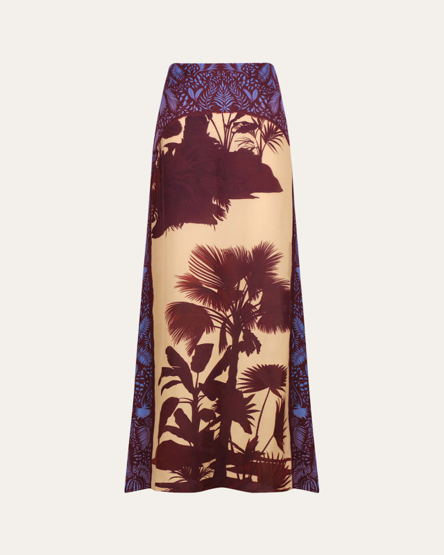 Nuevos Territorios Printed Silk Maxi Skirt
